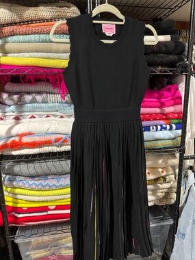 Black Sleeveless Fringe Jumpsuit